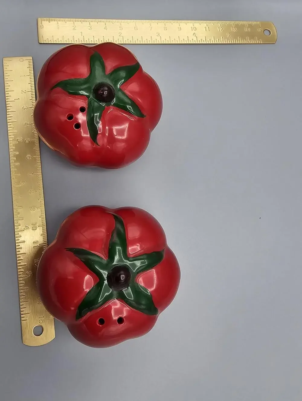 Pair of Ceramic Tomato Salt and Pepper Shakers